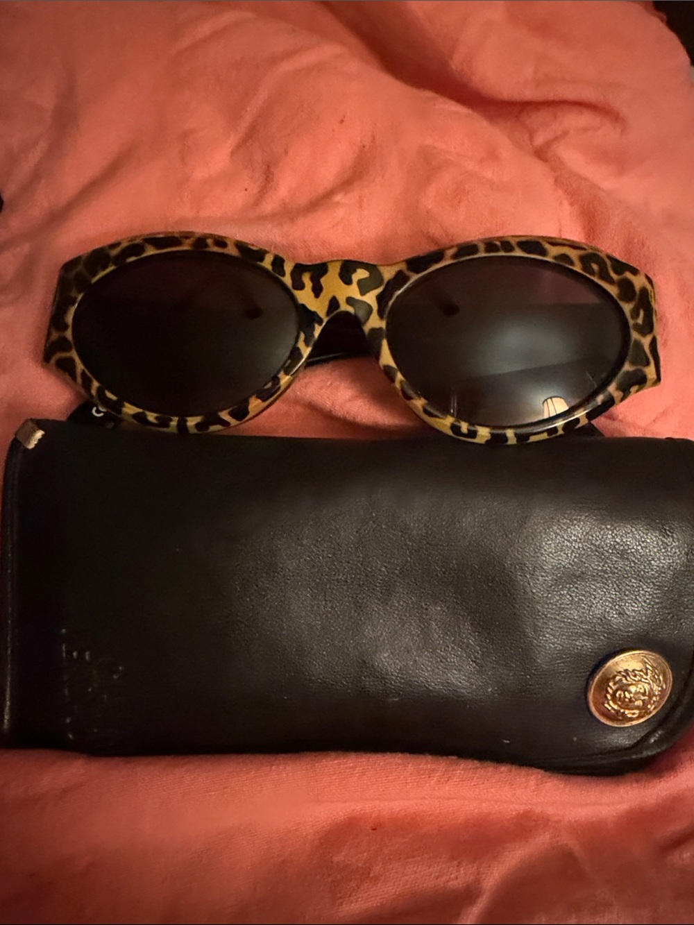 Versace Leopard Print Women's Sunglasses - Black Lenses